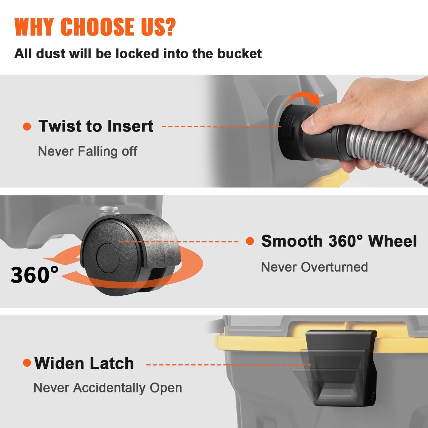SucceBuy 1200W Portable Wet And Dry Vacuum Cleaner
