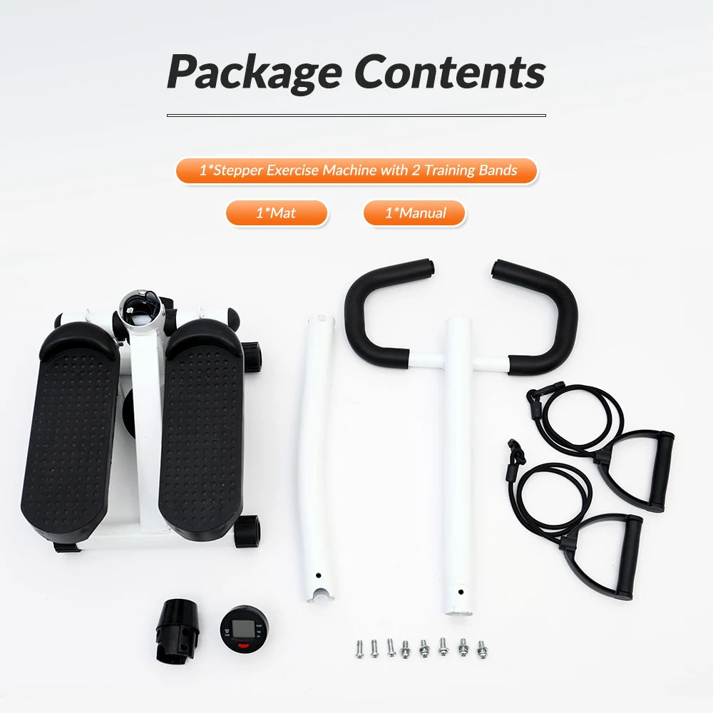 Mini Stepper Exercise Machine With Resistance Bands LCD Display
