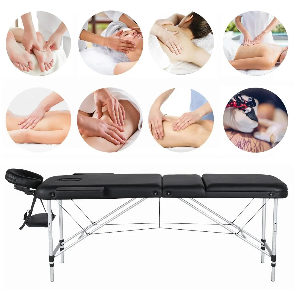 Portable Aluminum Massage And Tattoo Table With Adjustable Lash Bed