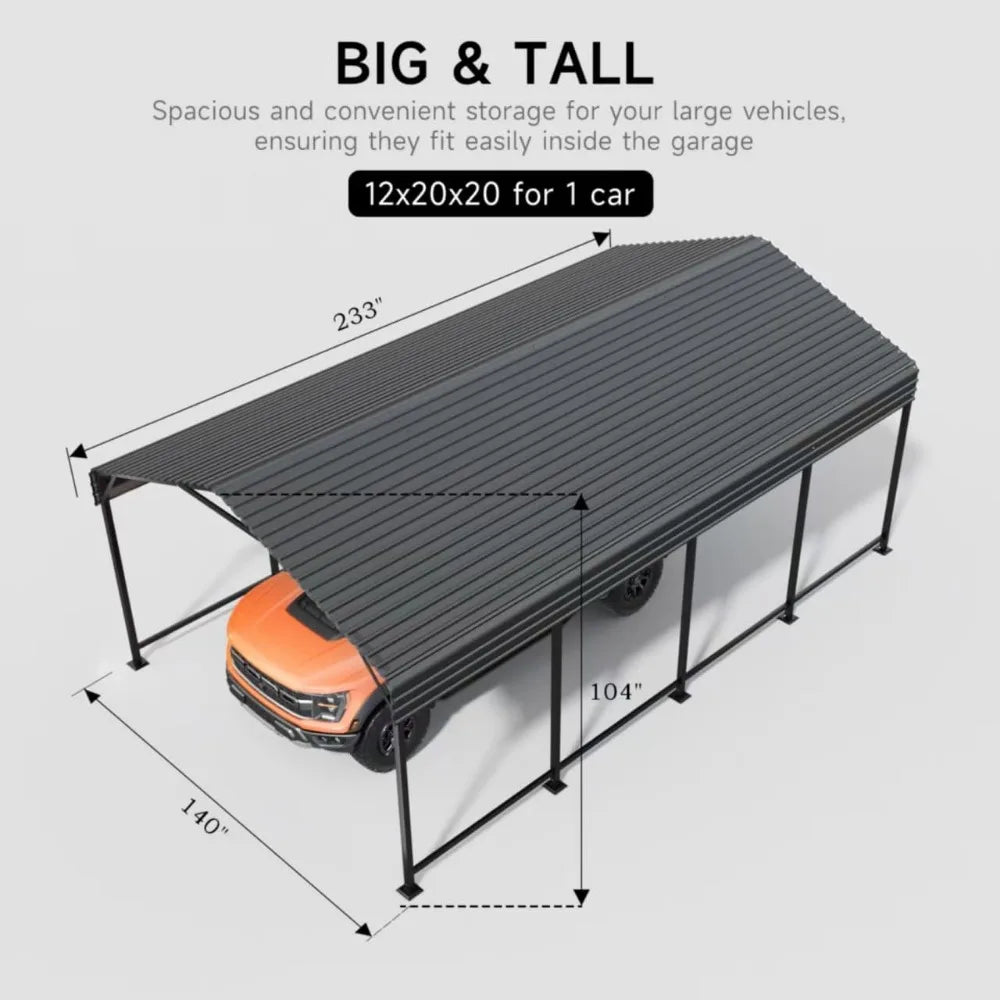 Industrial Metal Carport With Enhanced Base And Steel Roof Shelter