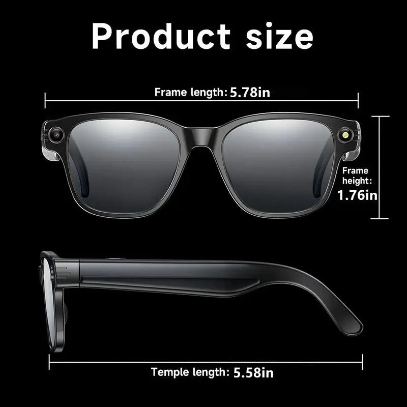 Smart AI Camera Glasses With Real Time Translation 8MP 1080P