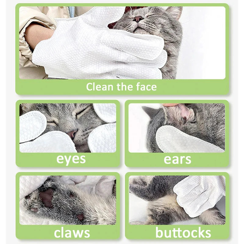 Pet Bath Cleaning Gloves For Cats And Dogs 6 Pieces