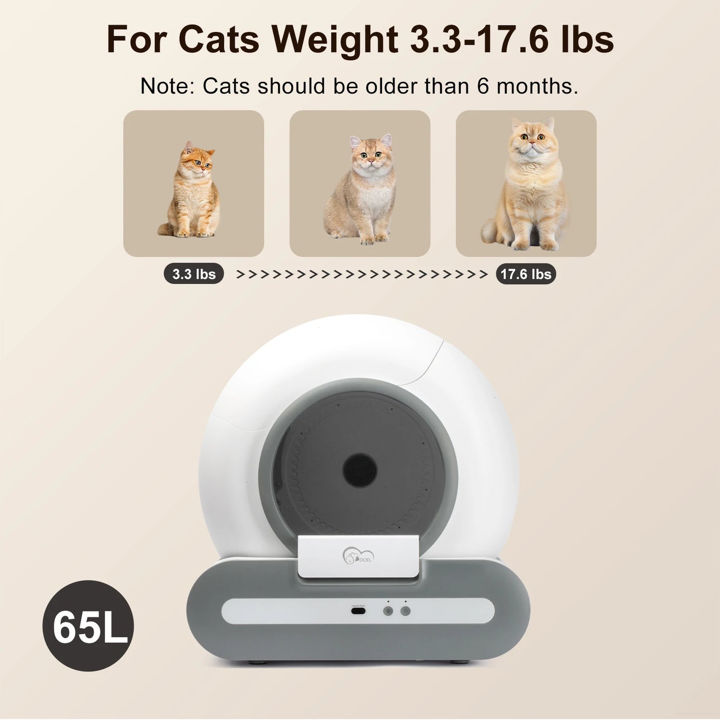 DOEL Self Cleaning Cat Litter Box App Control WiFi