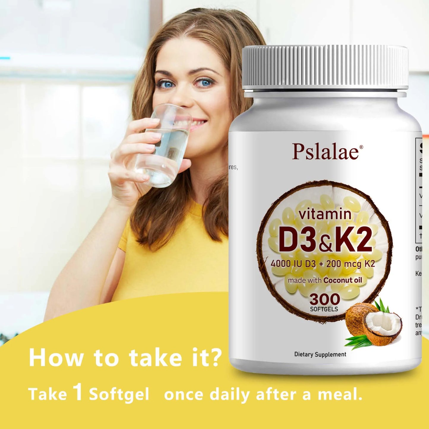 PslalaeCharge Vitamin D3 K2 Softgels For Absorption And Immune Health