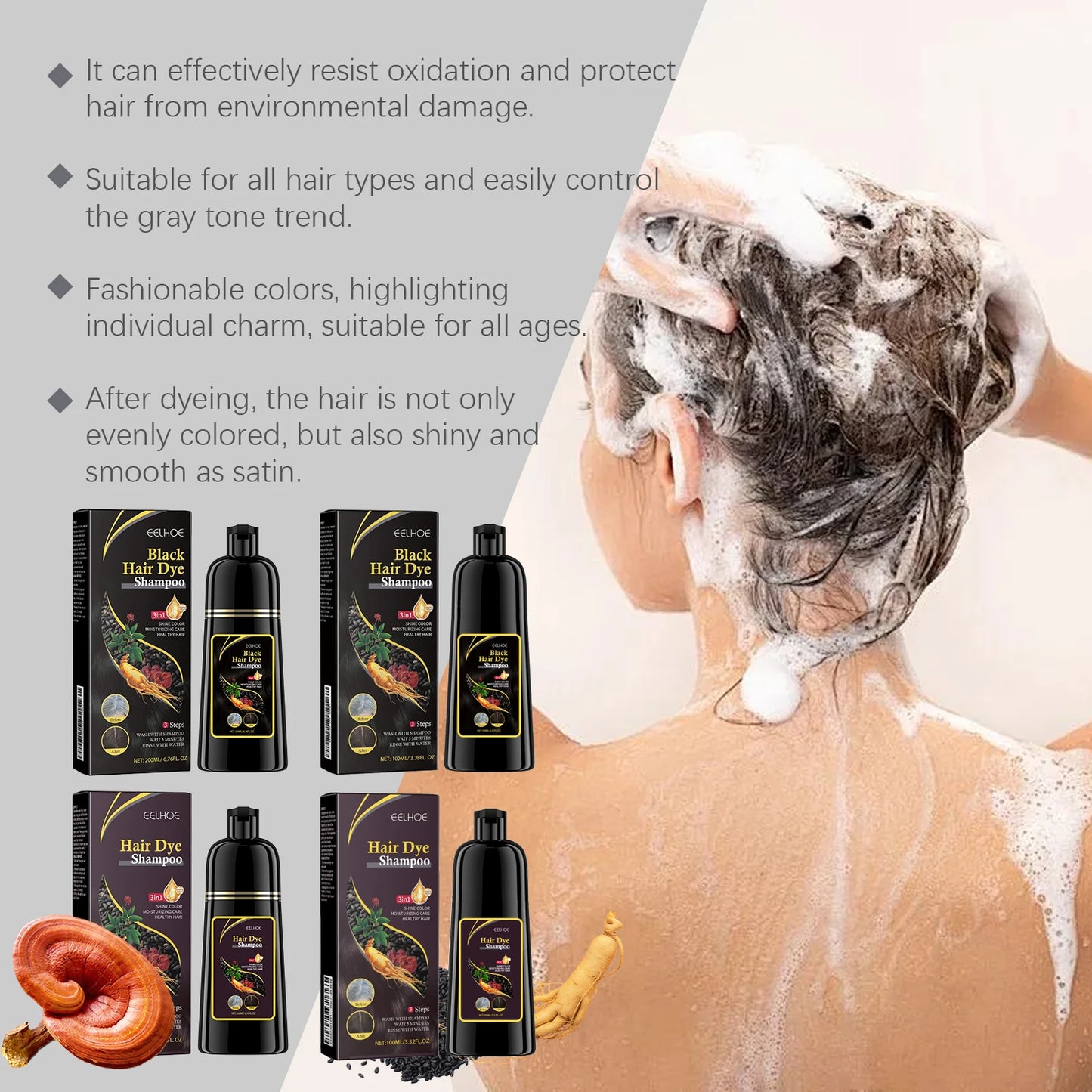 Ginseng Hair Dyeing Shampoo Nourishing Non Irritating For All Hair