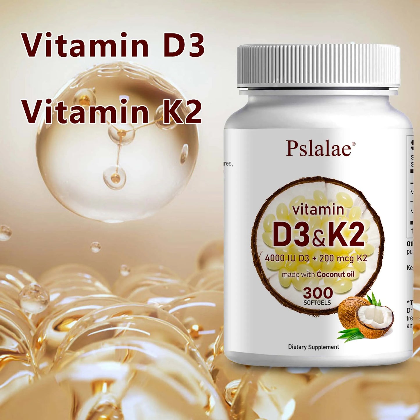 PslalaeCharge Vitamin D3 K2 Softgels For Absorption And Immune Health