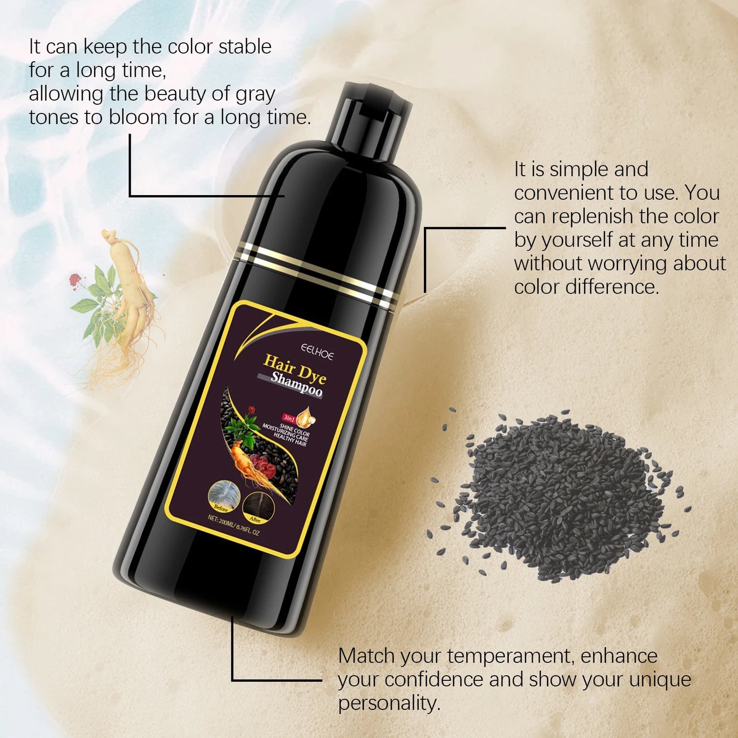 Ginseng Hair Dyeing Shampoo Nourishing Non Irritating For All Hair