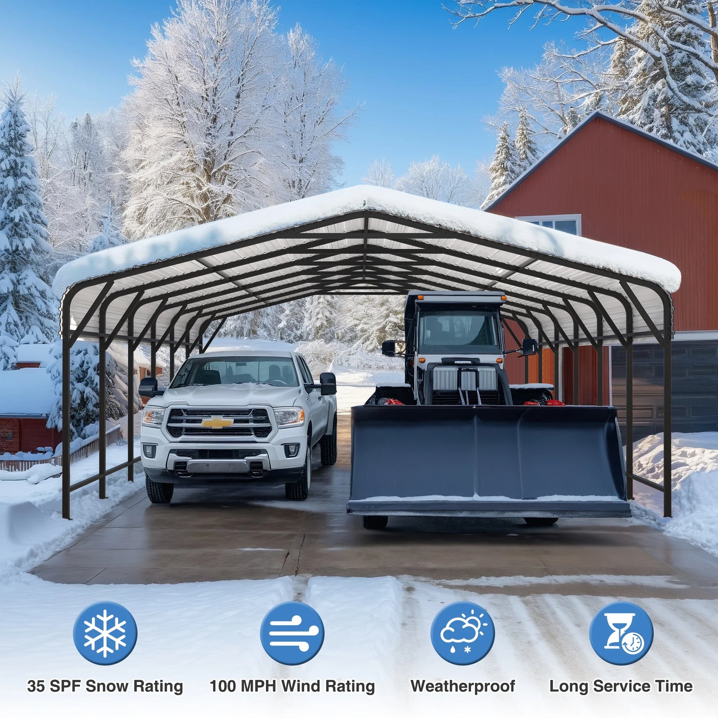 VIWAT Heavy Duty Metal Carport Shelter For Garage And Patio