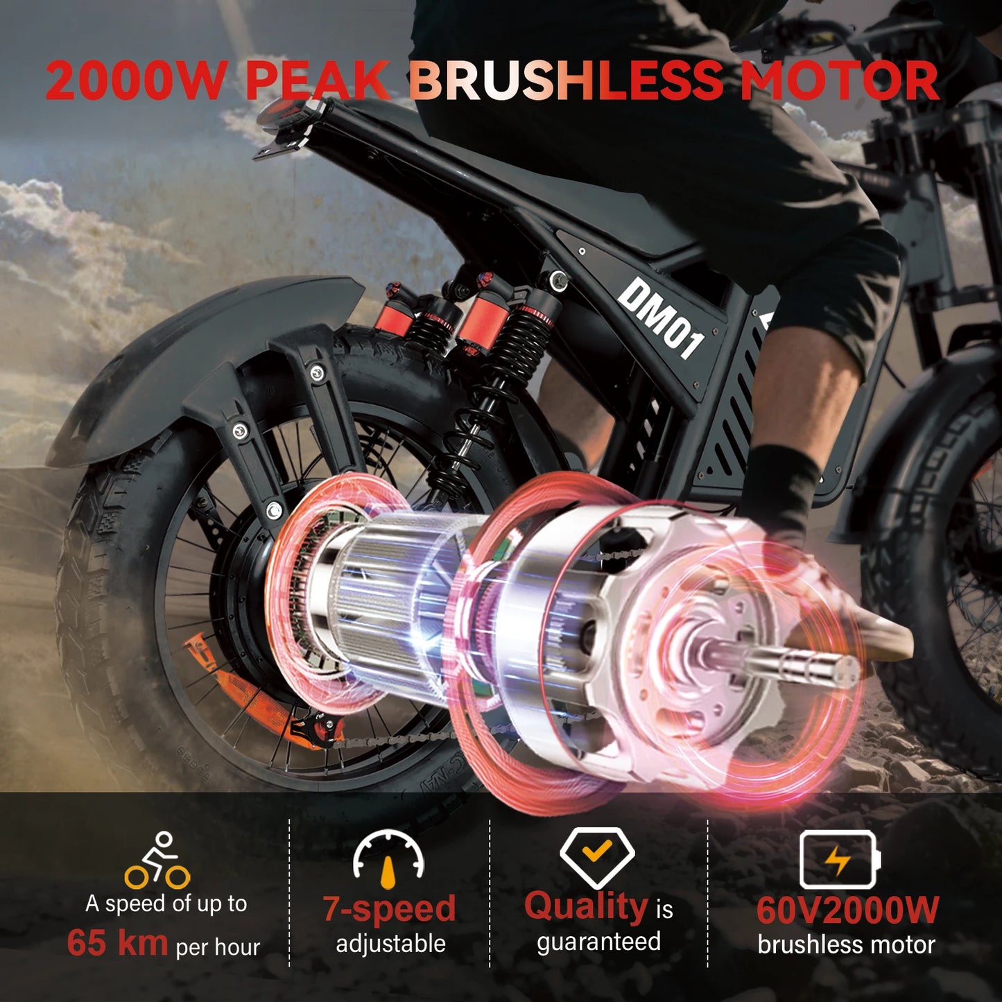 Baolujie DM01 60V 30Ah Electric Bicycle E-Bike 42 MPH