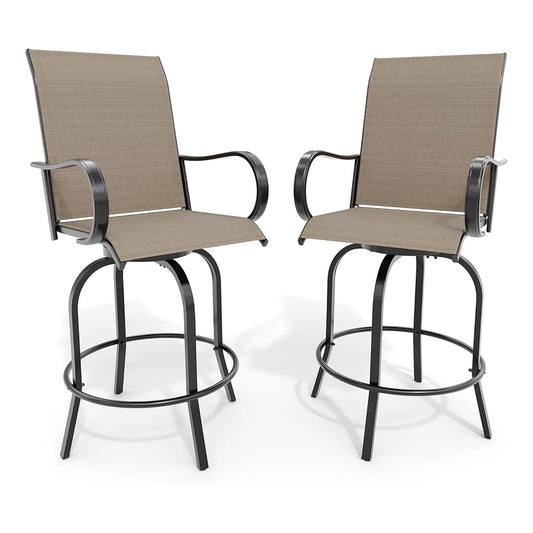 HiMISS 2 Piece Outdoor Swivel Bar Chairs Set All Weather