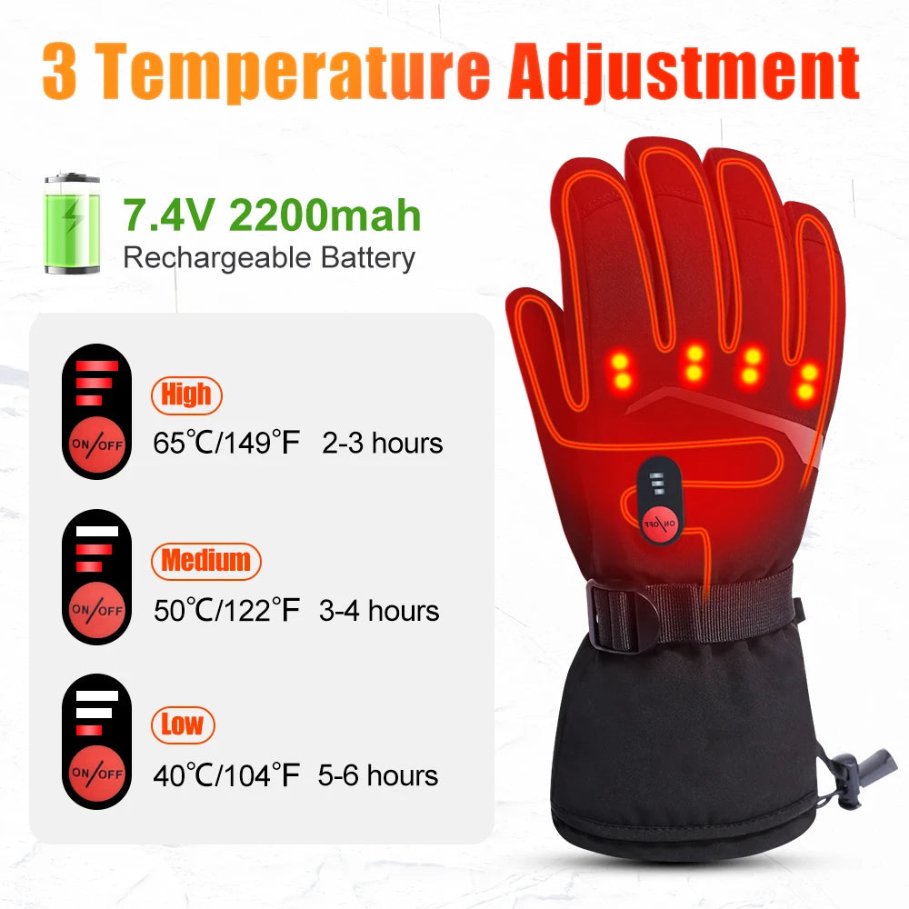 Savior Heat Winter Heated Gloves Goatskin Leather Rechargeable Battery
