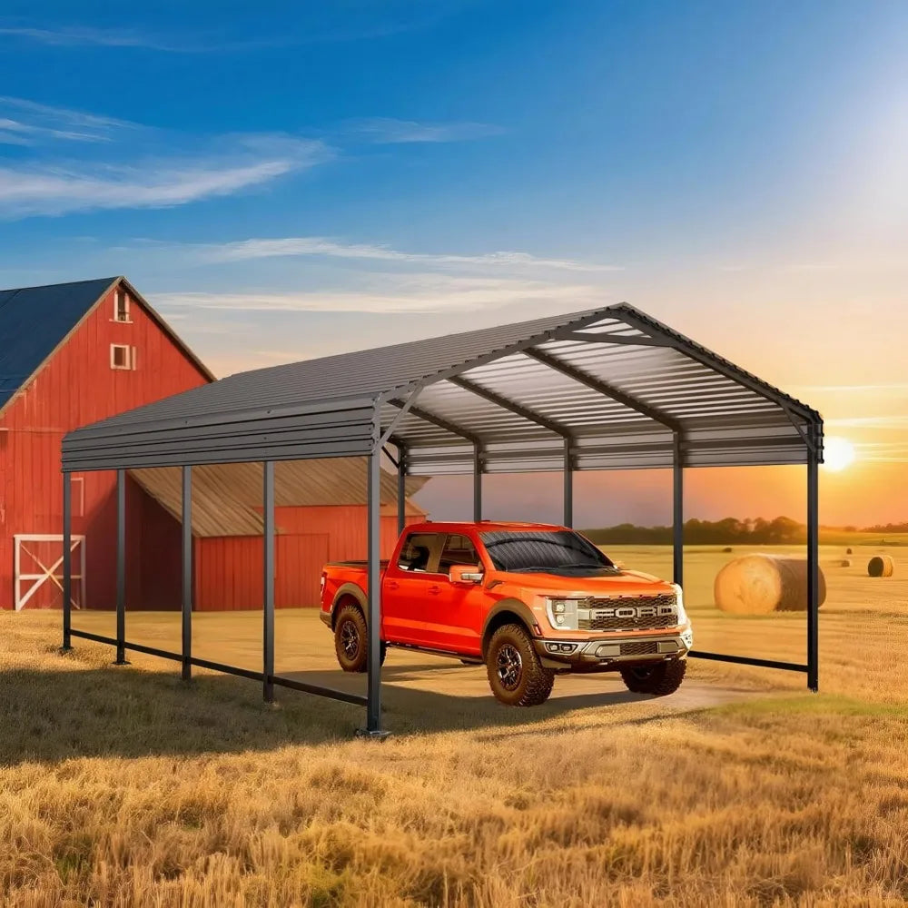 Industrial Metal Carport With Enhanced Base And Steel Roof Shelter