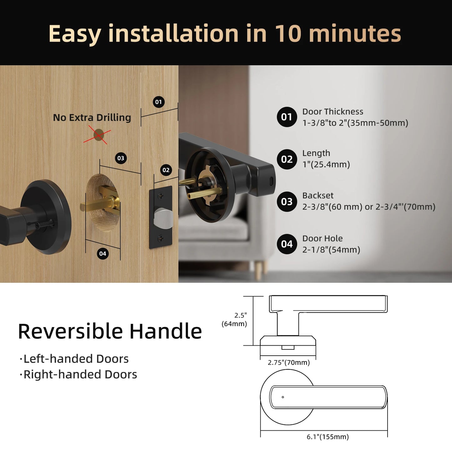 Viladepot Smart Lock Fingerprint Door Lock With App And Keypad