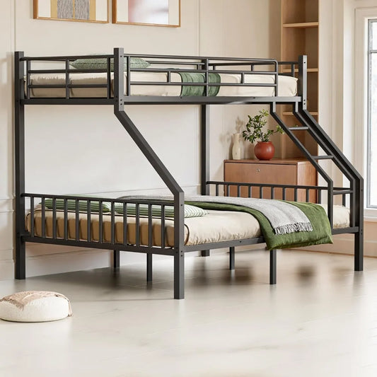 XMSJ Heavy Duty Metal Bunk Bed With Guardrails