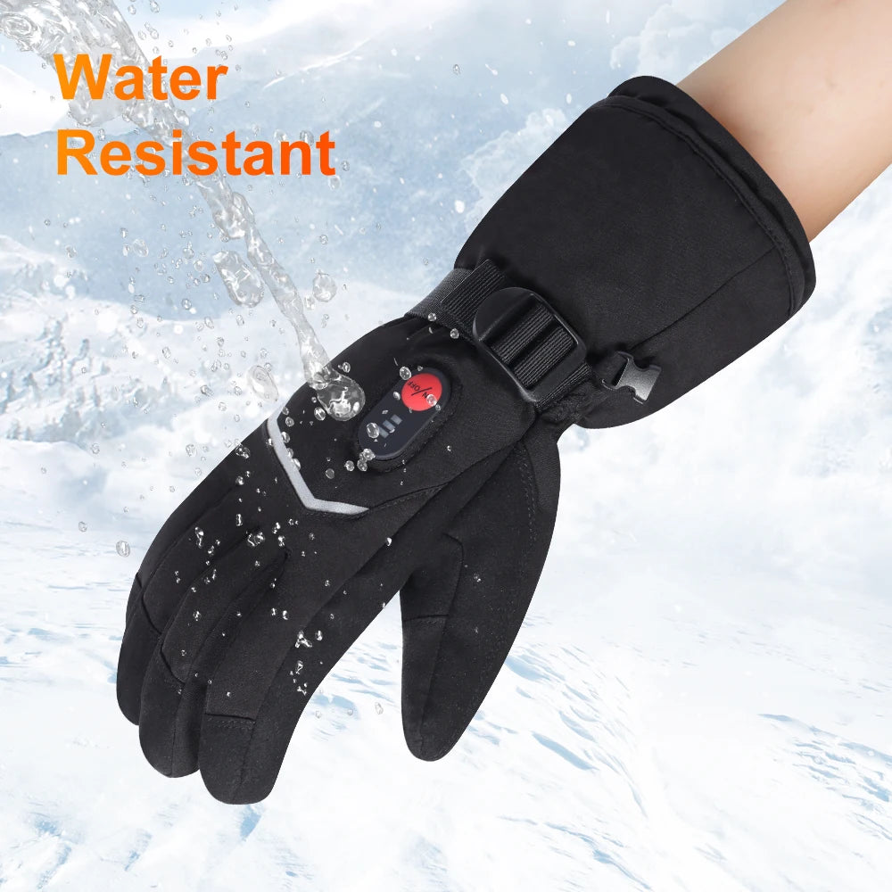 Savior Heat Goatskin Leather Heated Winter Gloves With Three Gear