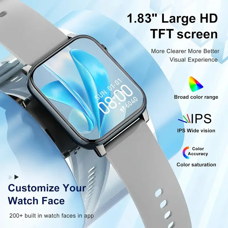 LAXASFIT Waterproof Smartwatch with Bluetooth Calls for Android iOS