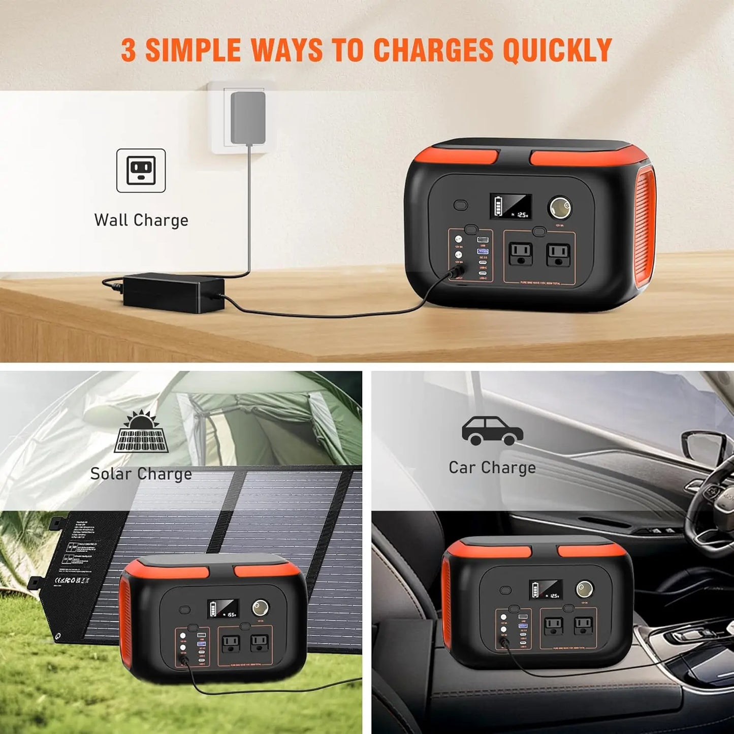 SinKeu Portable Power Station 600W 300W 200W Solar Generator