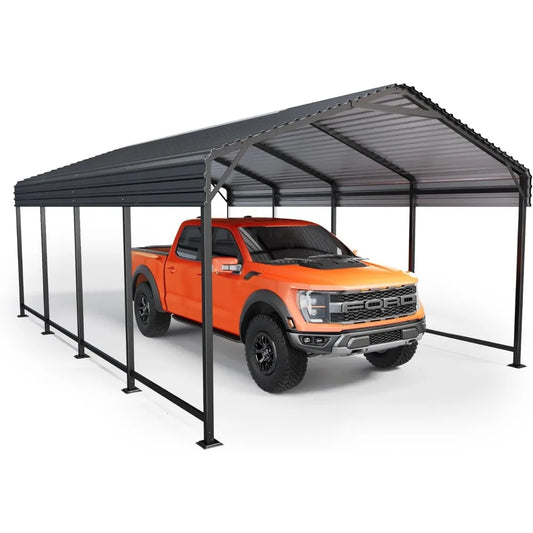 Industrial Metal Carport With Enhanced Base And Steel Roof Shelter