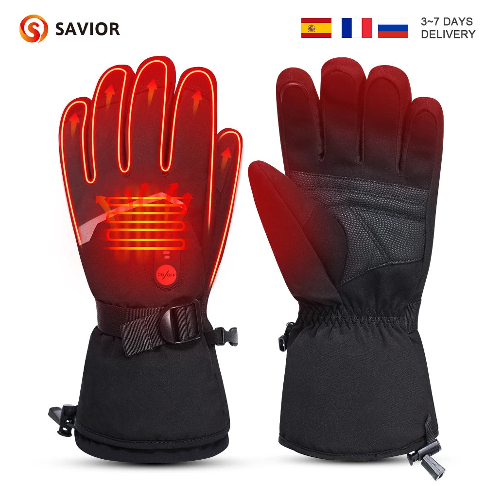 Savior Heat Winter Heated Gloves Goatskin Leather Rechargeable Battery
