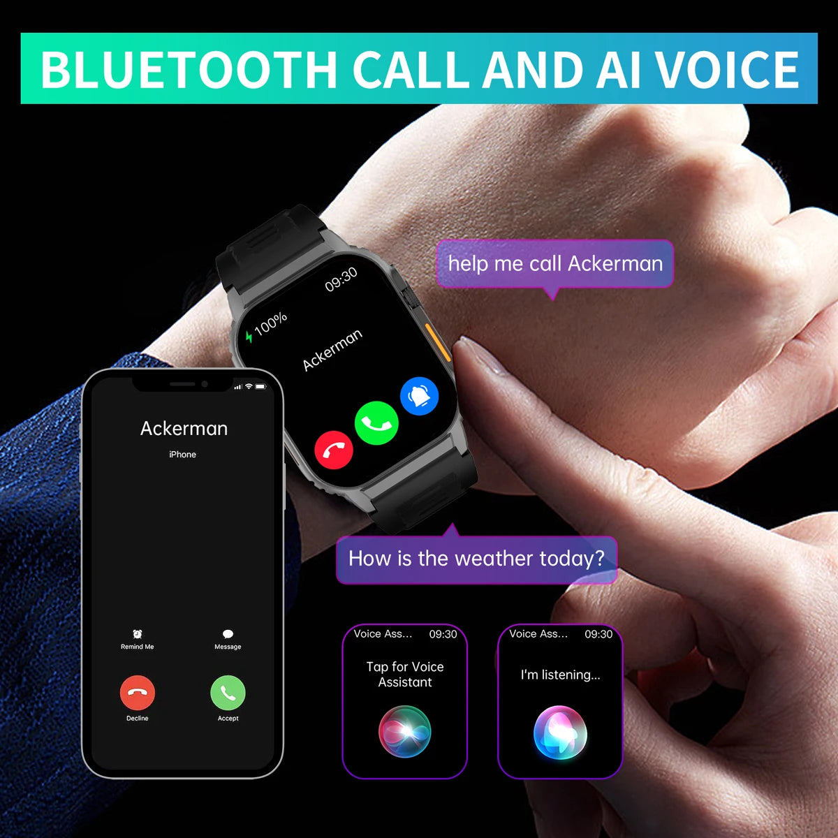 Williben Smart Watch With Call Function IP67 Waterproof Fitness Tracker