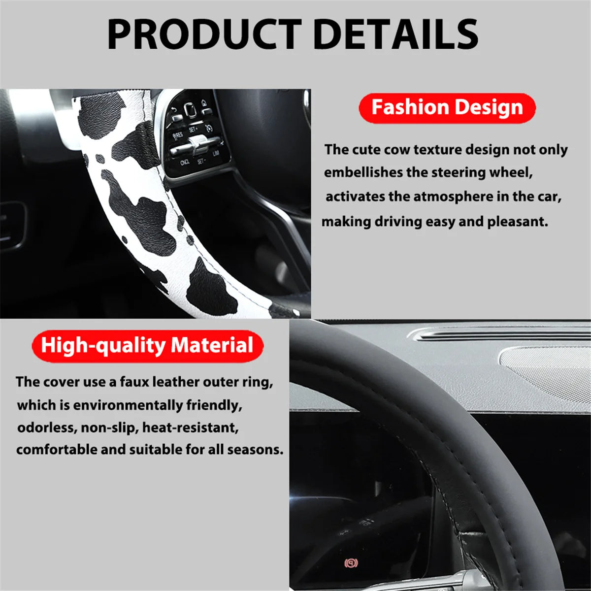 XUKEY Leather Steering Wheel Cover For BMW Non Slip Universal