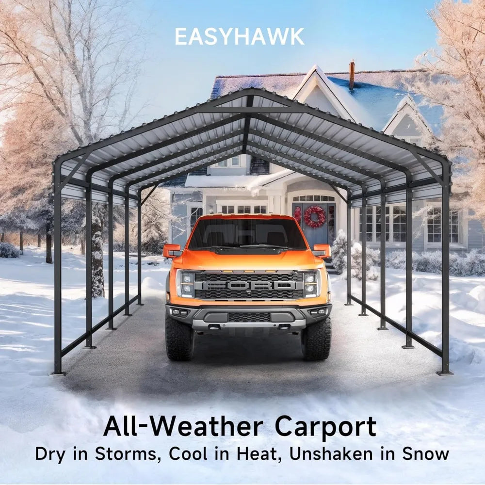 Industrial Metal Carport With Enhanced Base And Steel Roof Shelter