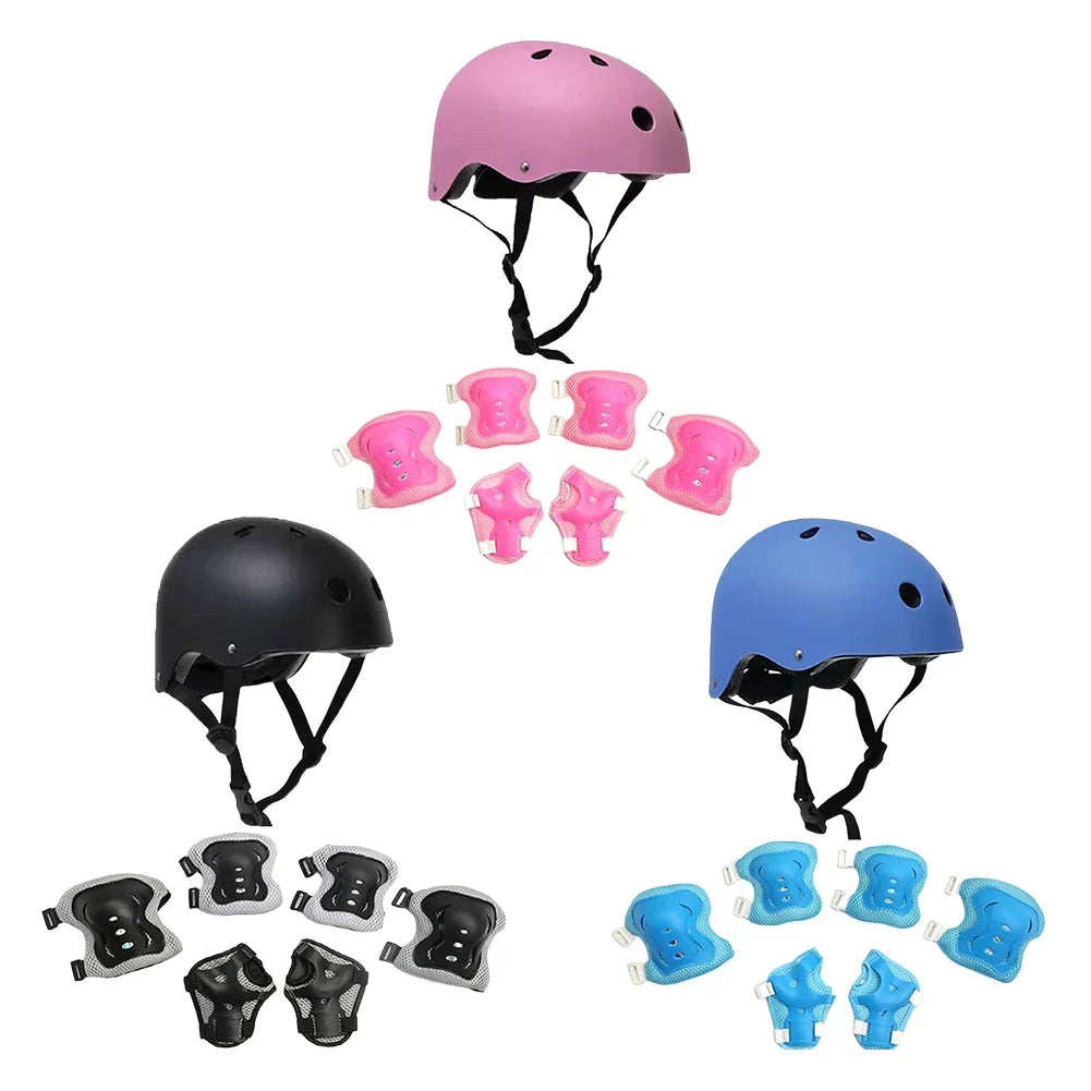 Children Protective Helmet And Pads Set Adjustable For Bicycle Skateboard