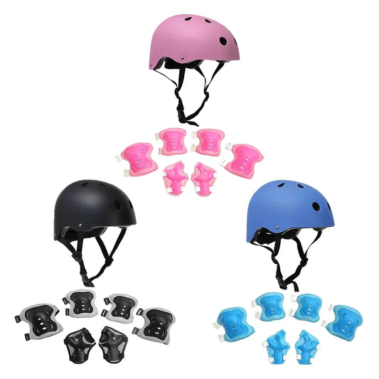 Children Protective Helmet And Pads Set Adjustable For Bicycle Skateboard