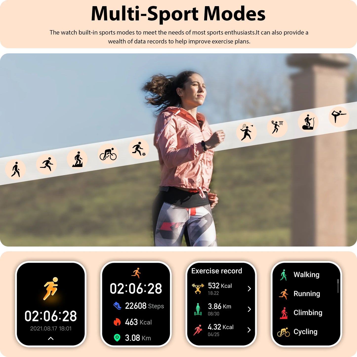 Smartwatch Fitness Tracker For iPhone Android With Calling Function