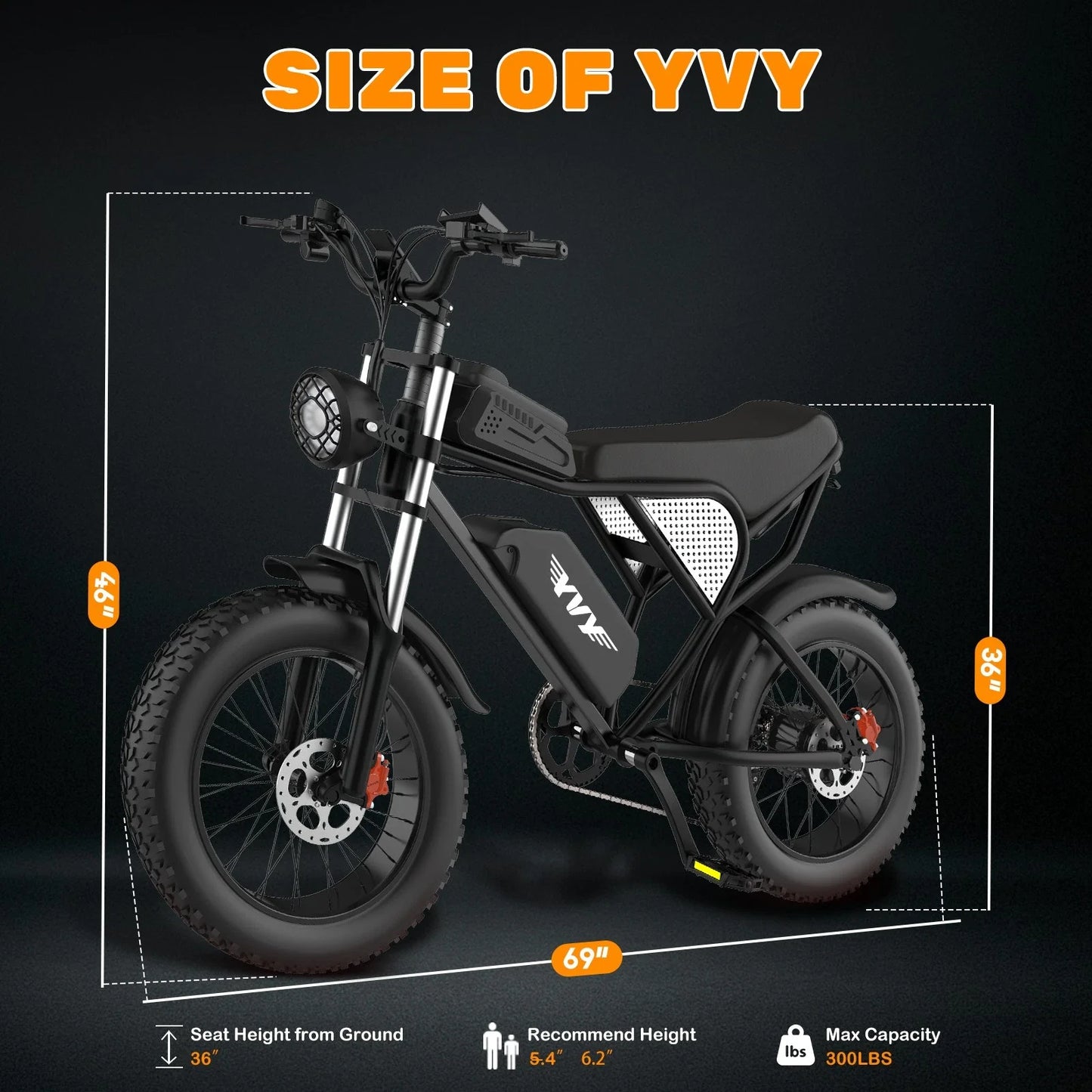 YVY 1500W Fat Tire Electric Bike 33 MPH 48V 20Ah All Terrain