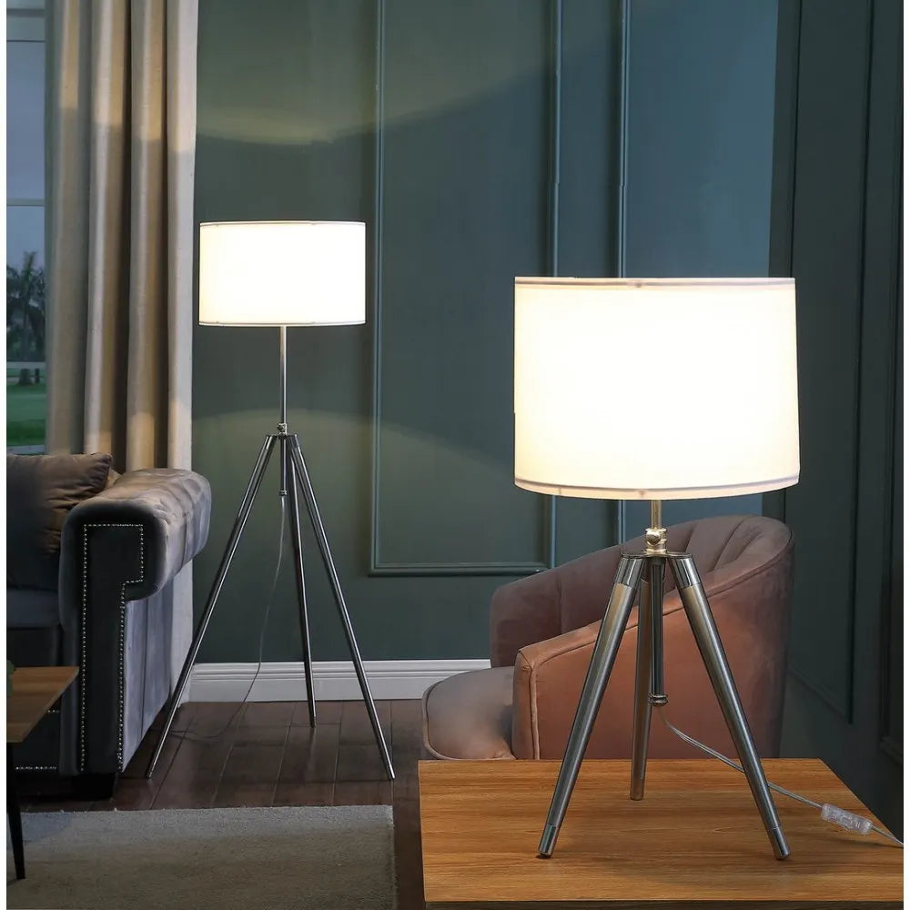 Mid Century Adjustable Tripod Floor Lamp Metal Finish