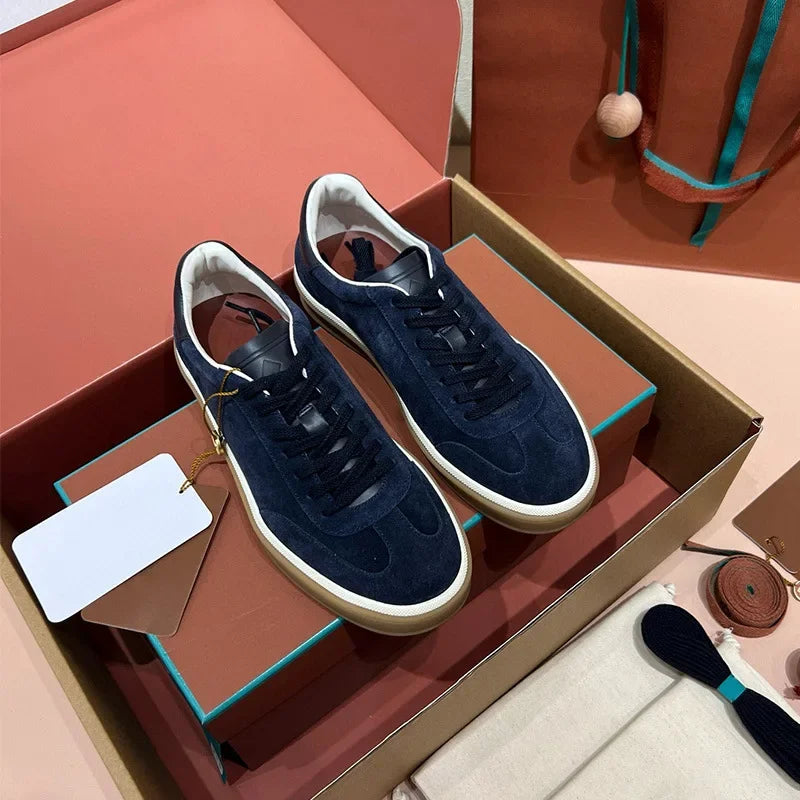 Men's Leather Trainer Shoes Lace-Up Round Toe Sport Style