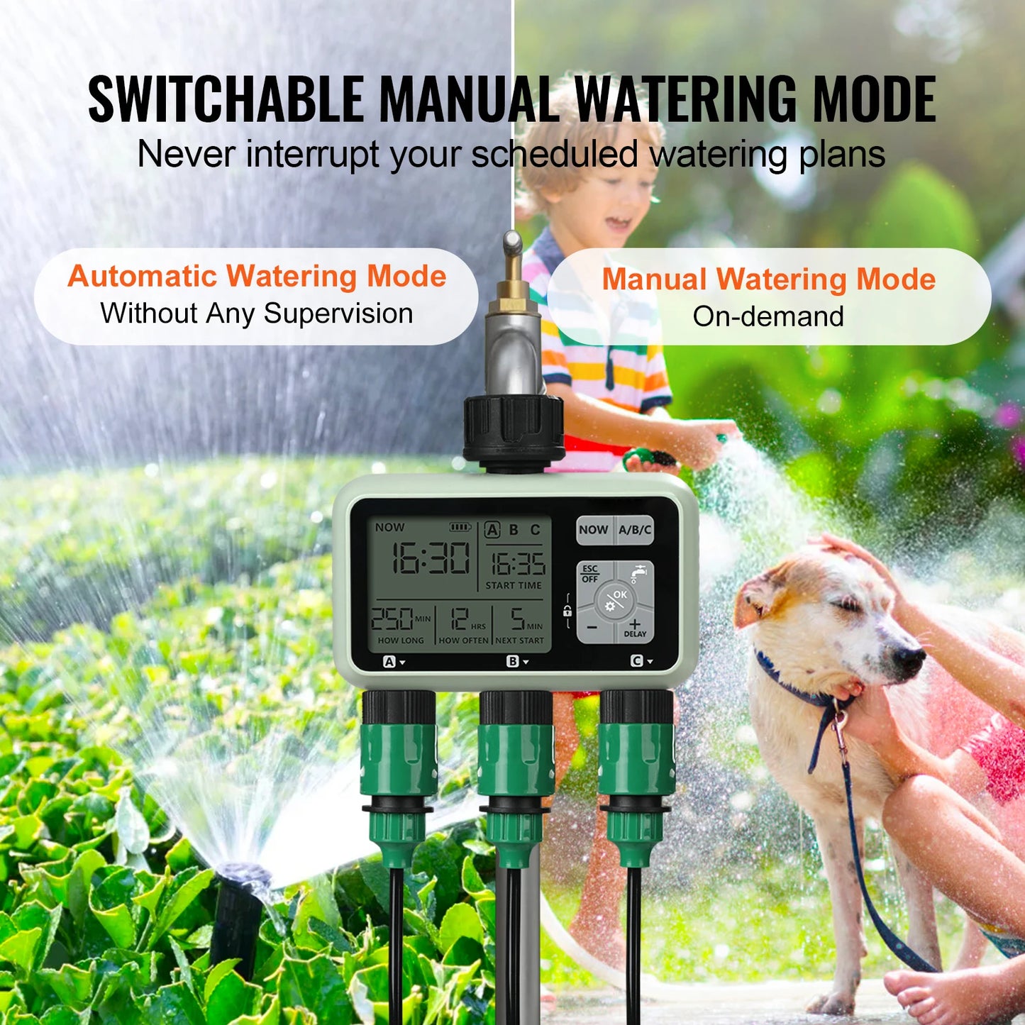 SucceBuy Water Timer 3 Outlet Hose Splitter With LCD Display