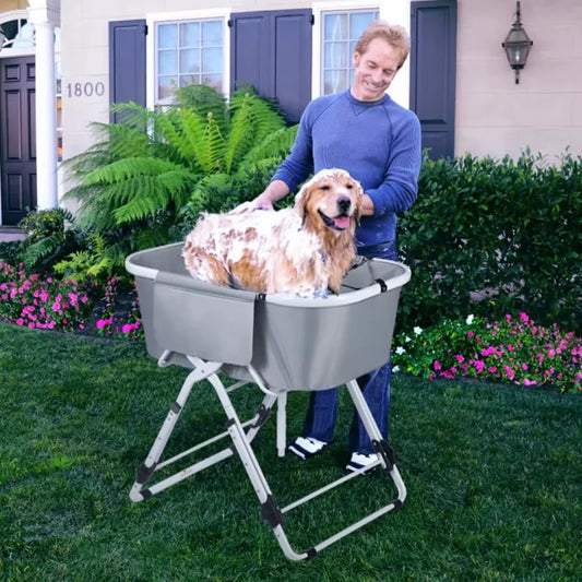 None Elevated Foldable Dog Bath Tubs For Grooming Station Adjustable