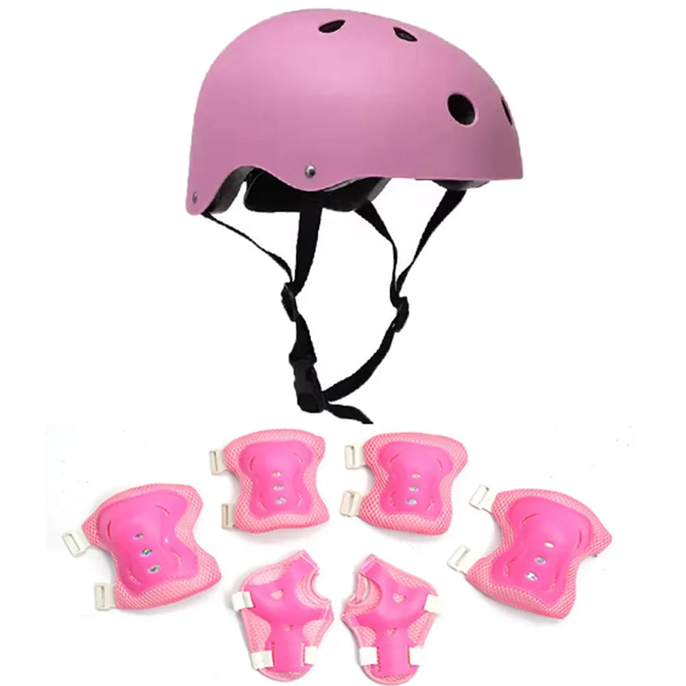 Children Protective Helmet And Pads Set Adjustable For Bicycle Skateboard