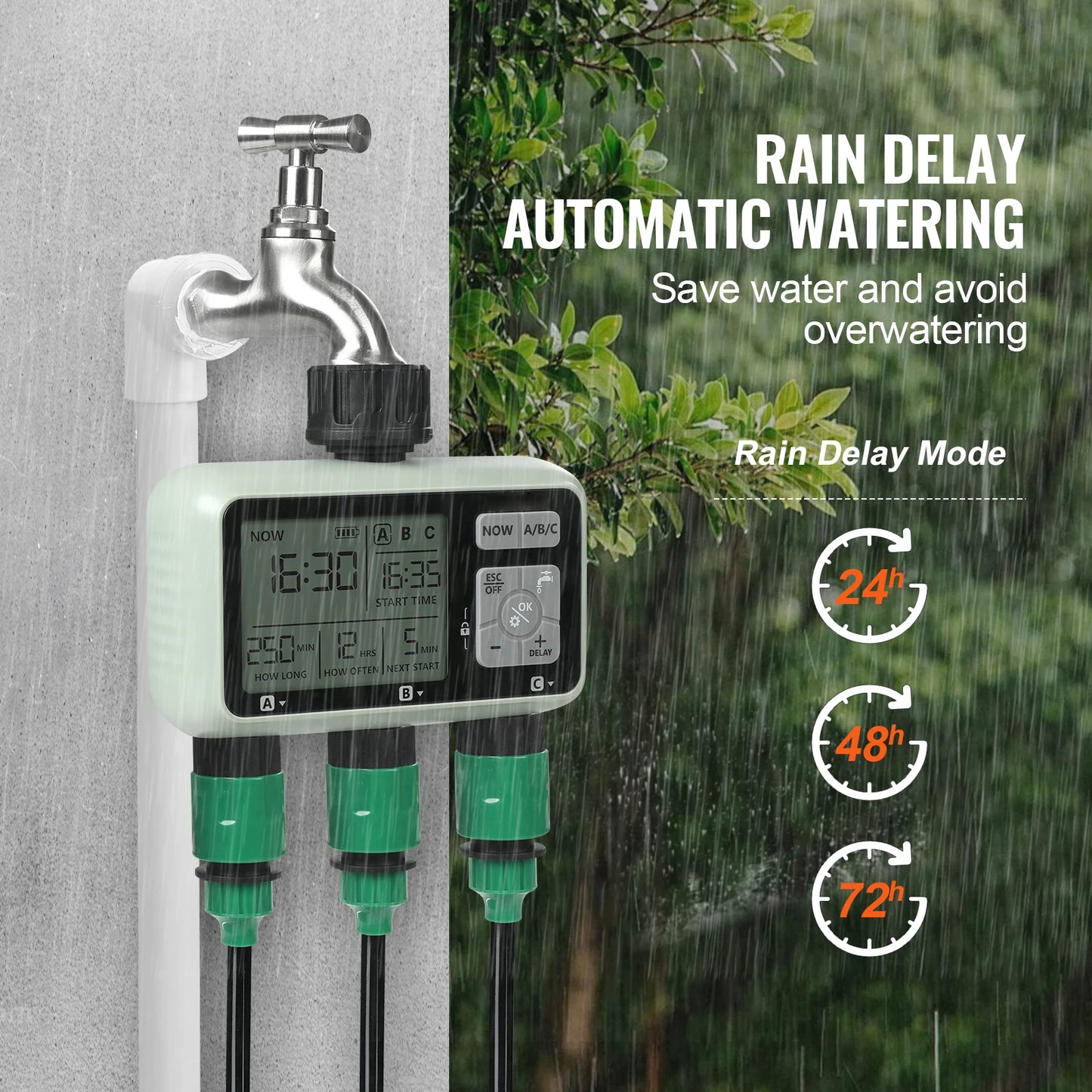 SucceBuy Water Timer 3 Outlet Hose Splitter With LCD Display