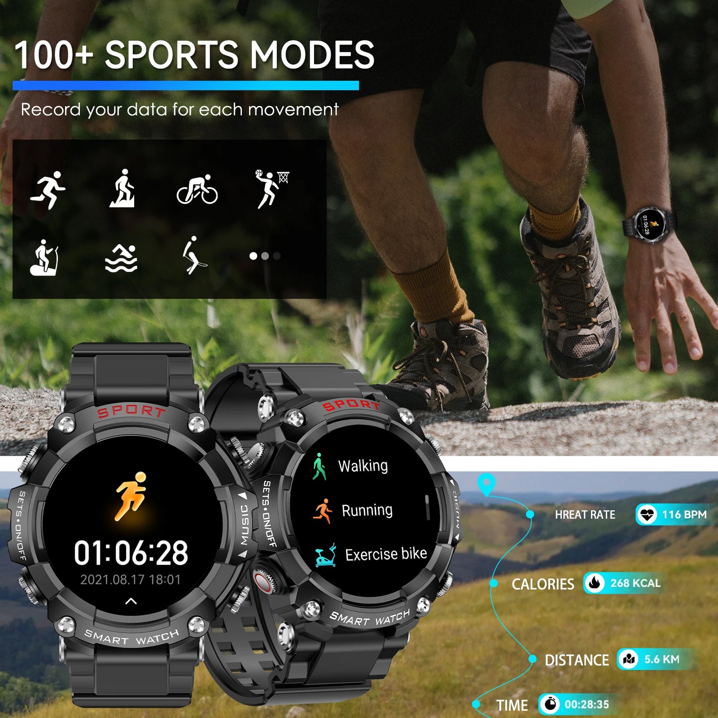 LaNikar Smartwatch with AMOLED Display Bluetooth Earset