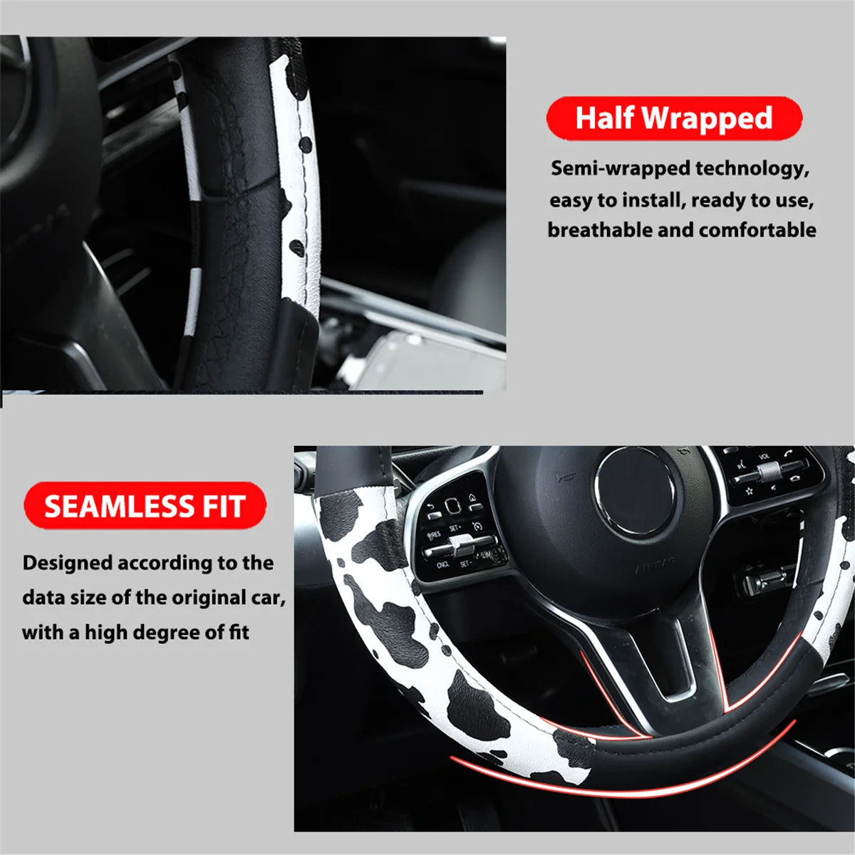 XUKEY Leather Steering Wheel Cover For BMW Non Slip Universal