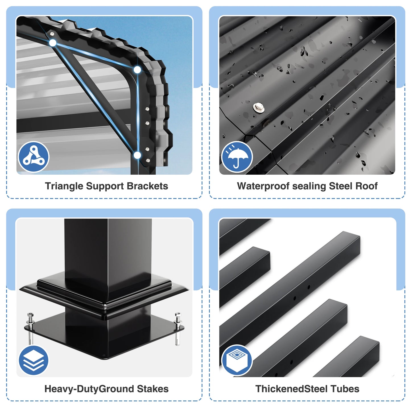 VIWAT Heavy Duty Metal Carport Shelter For Garage And Patio