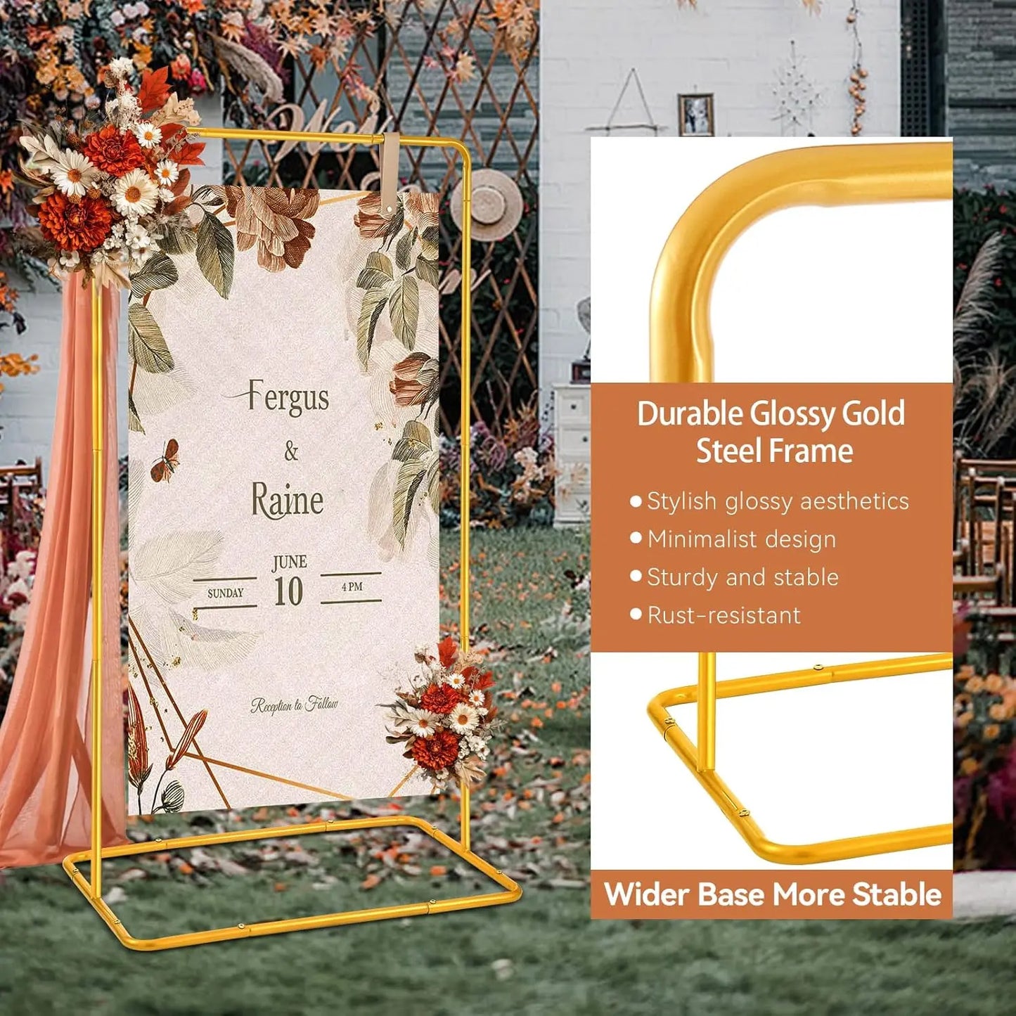 Wedding Welcome Sign Stand Heavy Duty Easel With Leather Straps