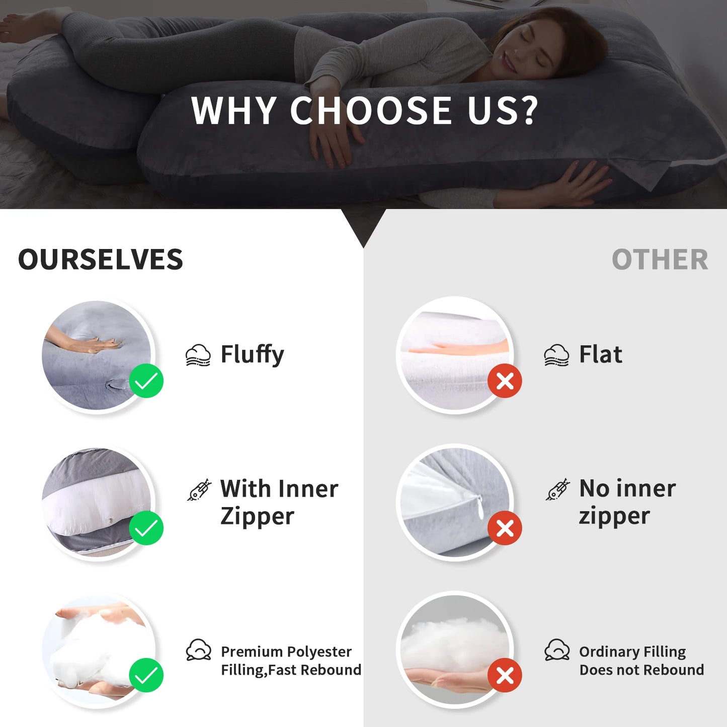 Nonecn G Shape Pregnancy Pillow Full Body Maternity Support