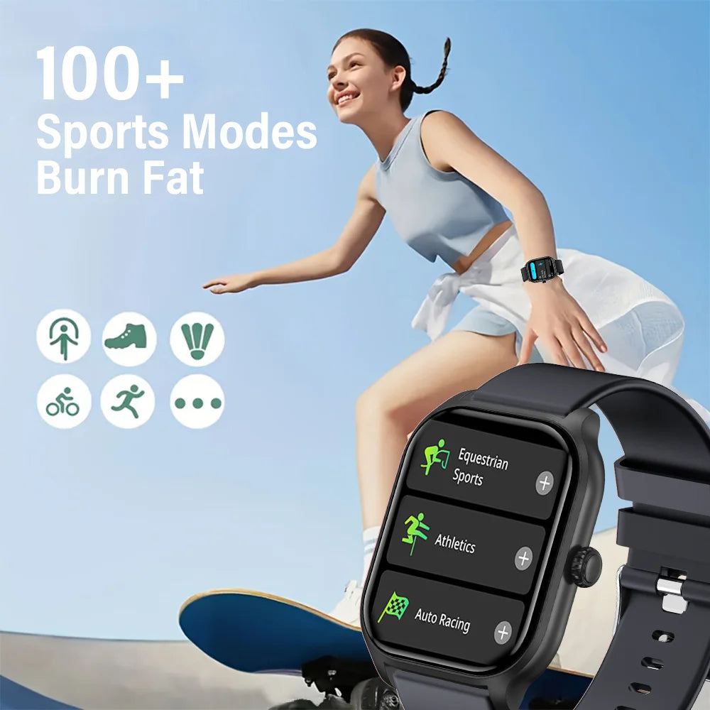 LAXASFIT Smartwatch Bluetooth Call Voice Assistant 100 Sports Functions IP68