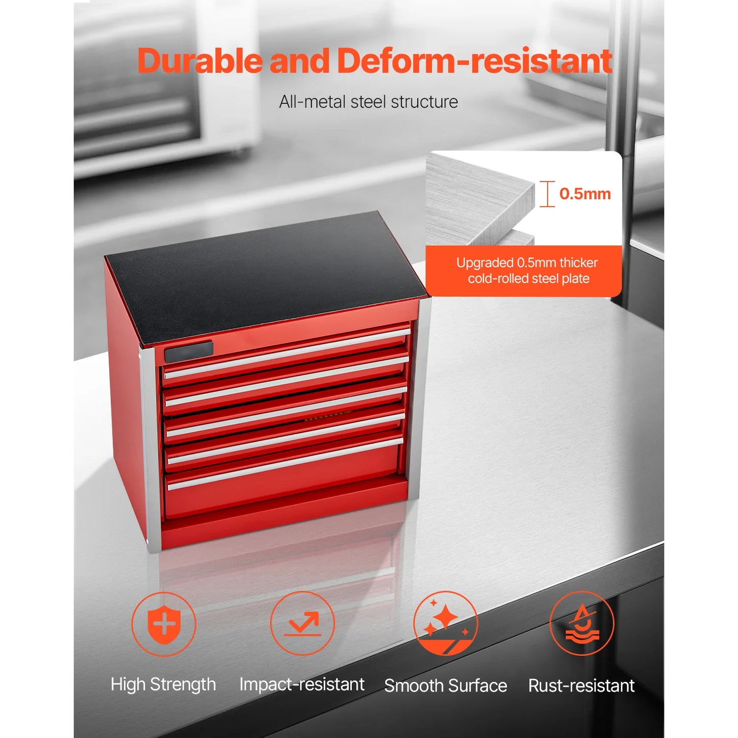 SucceBuy 5-Drawer Metal Tool Box Portable Small Tool Chest