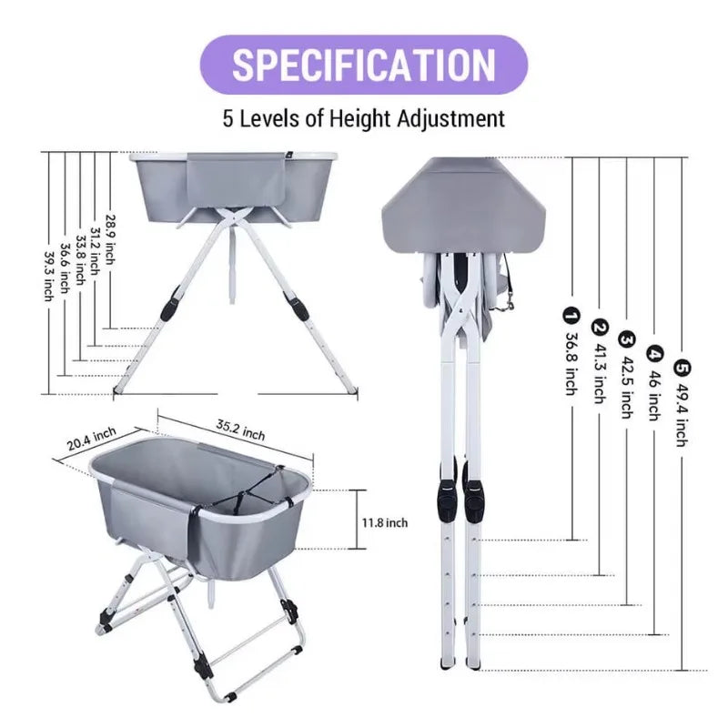 None Elevated Foldable Dog Bath Tubs For Grooming Station Adjustable
