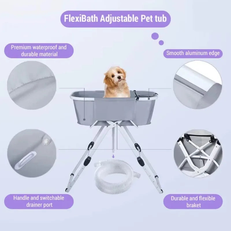 None Elevated Foldable Dog Bath Tubs For Grooming Station Adjustable
