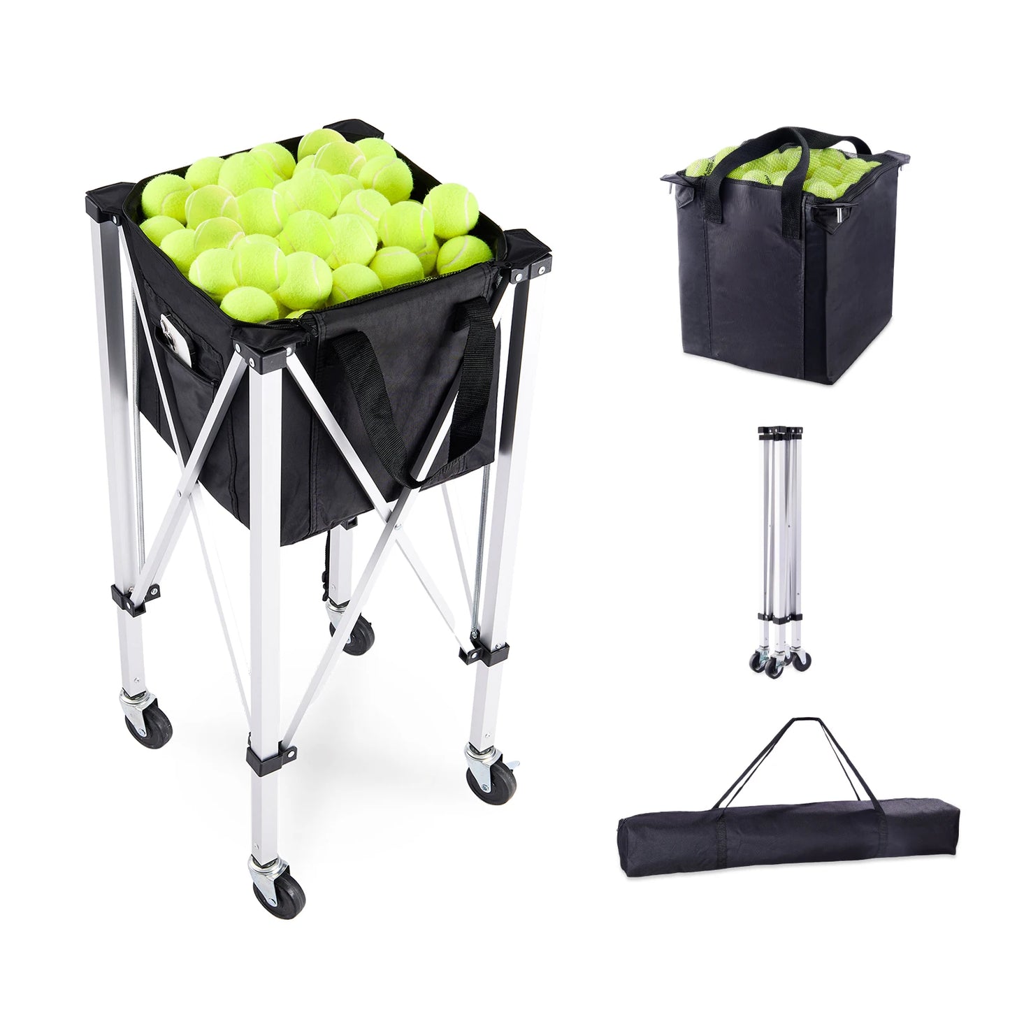 SucceBuy Foldable Tennis Ball Cart Holds 150 To 180 Balls