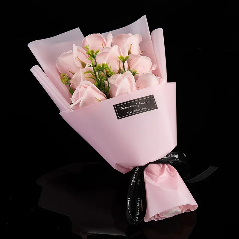 NONECN 9 Heads Soap Flower Rose Bouquet Artificial Flowers Decoration
