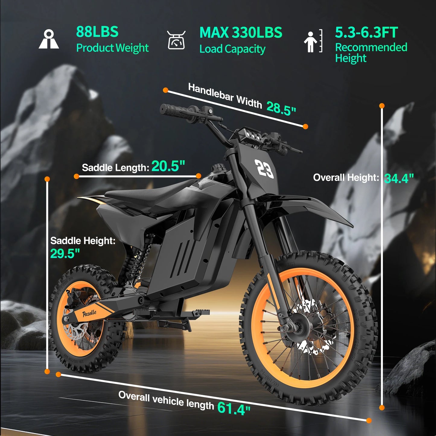 Pazolle 3000W Electric Dirt Bike All Terrain With Hydraulic Brakes