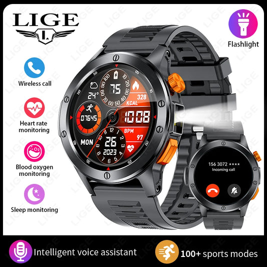 LIGECate Men Smartwatch IP68 Waterproof Bluetooth Calls Health Tracker