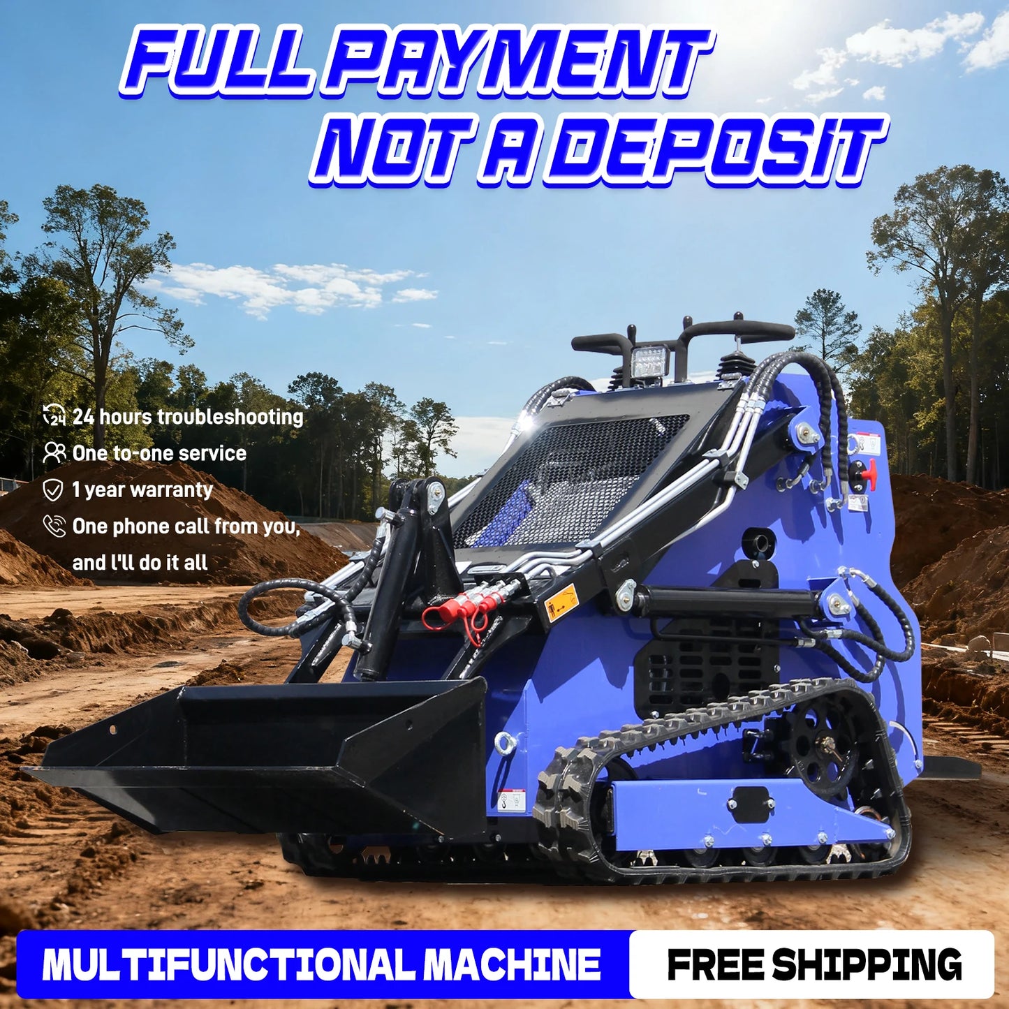 MACHPRO 22HP Hydraulic Skid Steer Loader With Tray Fork